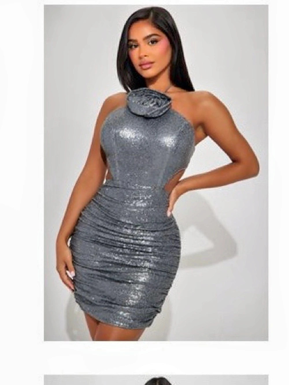 Fashion Nova Always Out Sequin Mini Dress Gray